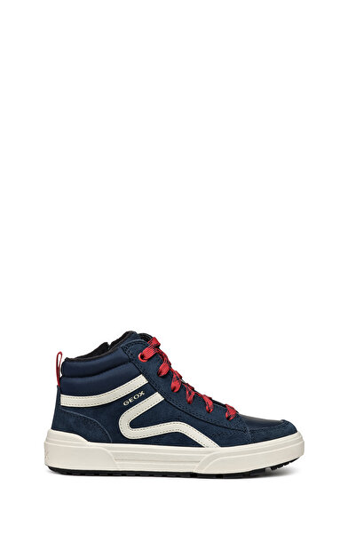 Geox Boy's Navy Blue Weemble Lace-Up Zipper Detailed High-Top Sneaker J36Haa022Fuc0735