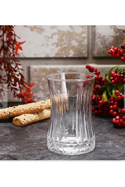 Paşabahçe Elysia Tea Cup Teaware Set 12 Pieces 6 Pieces Tea Cups 6 Pieces Imported Coasters