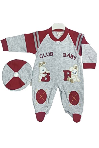 GİRL EMELY Children's Baby Romper with Hat 100% Cotton Embroidered Double Color