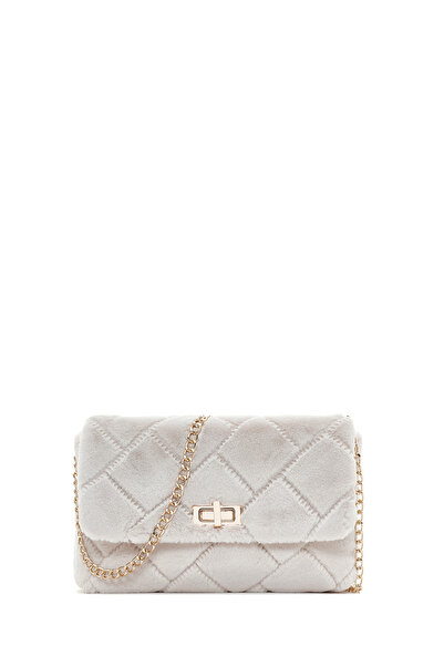 Derimod Geantă crossbody din pluș crem - curea cu lanț, femei, 24WBD2953PH