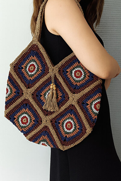zümal tekstil tasarım Ручна робота Паперова мотузка Жіноча сумка через плече ...