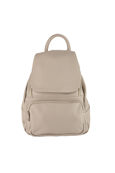 AZZURA Rucsac Karmela, din piele 100% naturală gris deschis