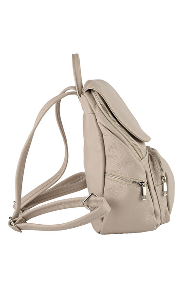 AZZURA Rucsac Karmela, din piele 100% naturală gris deschis