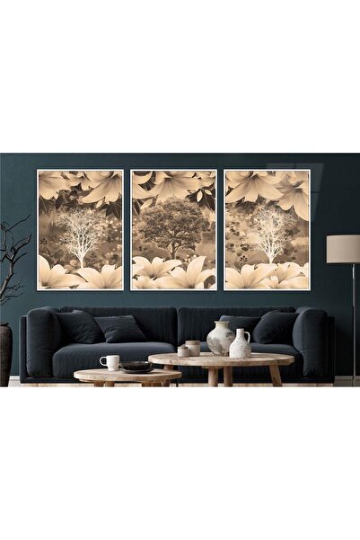 seninürünün Set de 3 picturi pe sticlă tematice de artă cu imprimare pe sticlă cu rame din aluminiu 0051