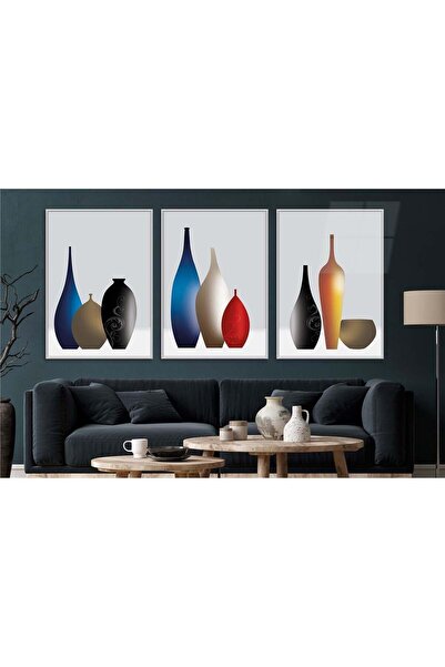 seninürünün Set de 3 picturi pe sticlă tematice de artă cu imprimare pe sticlă cu rame din aluminiu 0047