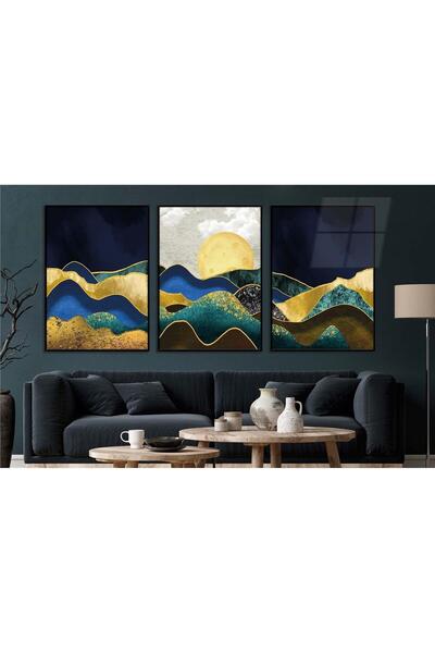 seninürünün Set de 3 picturi pe sticlă tematice cu imprimare pe sticlă cu cadru din aluminiu 0061