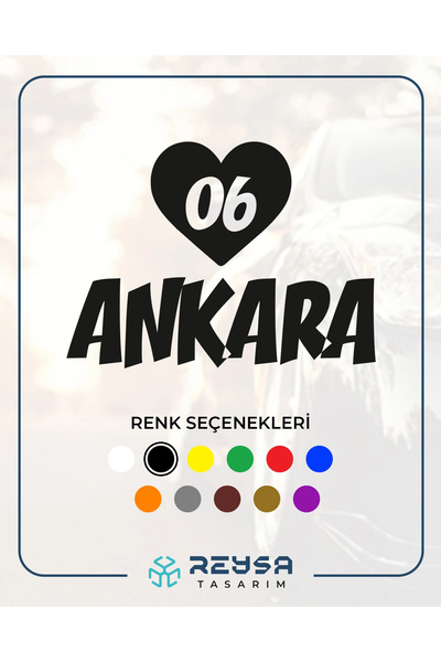 Reysa Tasarım ملصق سيارة قلب 06 أنقرة مقاس 17x17 سم أسود