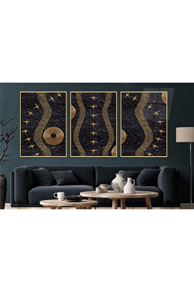 seninürünün Set de 3 picturi pe sticlă tematice de artă cu imprimare pe sticlă cu cadru din aluminiu 0050