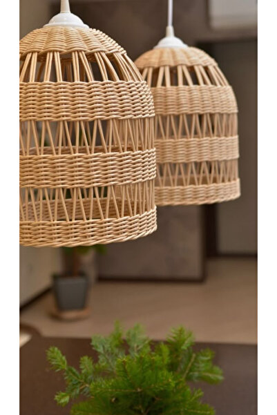 afralya home Hasır Bohem Sarkıt Avize Rattan Avize Bambu Hasır Avize Salon Mutfak Özel Üretim Avize(DUY DAHİL)