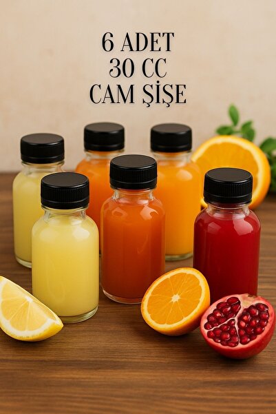 Tanemce 6 Adet Şeffaf Cam Shot Şişesi Sızdırmaz Siyah Plastik Kapaklı Kolonya...