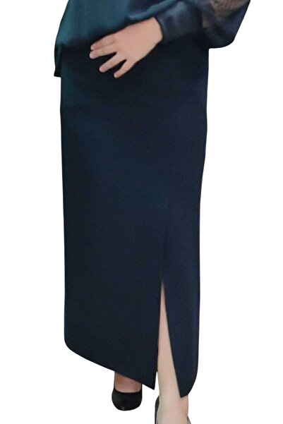 Butik Plus Size Above-The-Knee Slit Lined Skirt