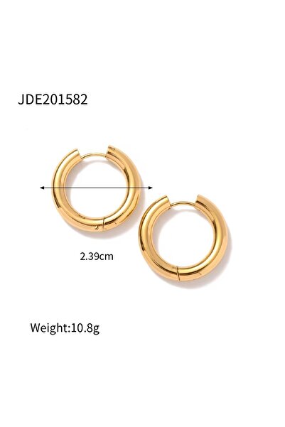 Siya Silver Kararmaz Çelik Kalın Spor Halka Küpe-2,4 cm