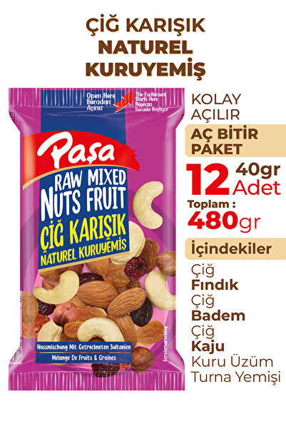 Paşa Çiğ Karışık Kuruyemiş 40 gr X 12 Adet (480 GR)