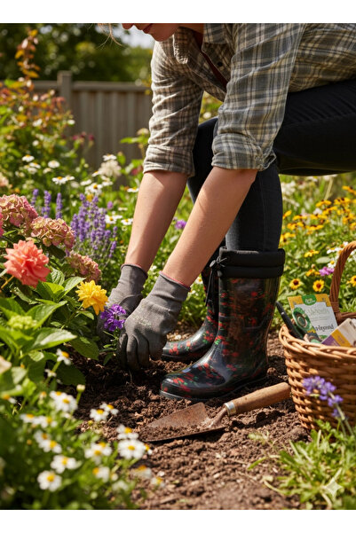 belixspor Plush Women's Rain Boots with Heel 36-40 Red Floral