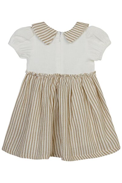 Bombili Rochie cu dungi brodate cu flori pentru 1-3 ani - Bej 3-4 ani