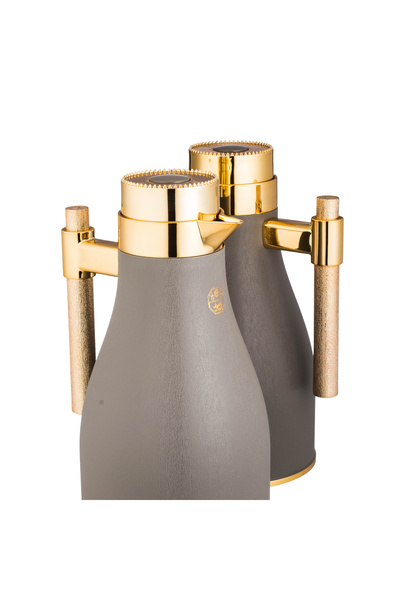 ALSAIF Al Saif Ajwan Flask Set - Grey/Dark Brown with Golden Touches