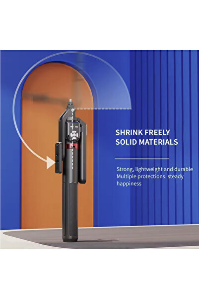 TOYFEST Bluetooth Uzaktan Kumandalı 2.2M Uzatılabilir Tripod Selfie Çubuğu 360 Derece Dönebilen Başlık