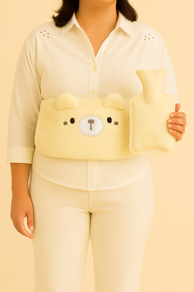 Eq deco Ayıcık Figürlü Yumuşak Peluş Kemerli Sıcak Su Torbası Sarı Soft