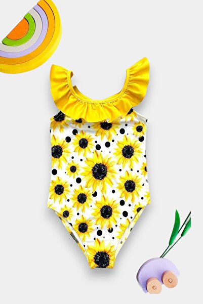 My Kids Wear Çapraz Fırfır Askılı Kız Çocuk Mayo