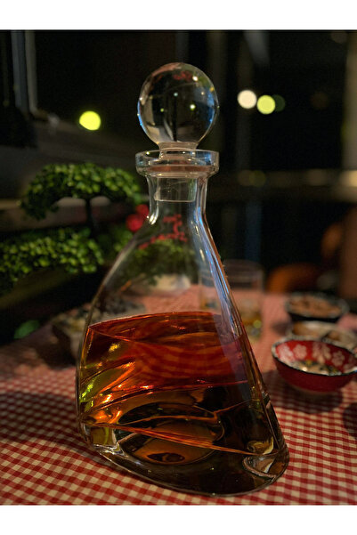 Ebruli hediyelik Toynak Model Lüks Cam Viski Şişesi (El Yapımı, Sınırlı Sayıda)