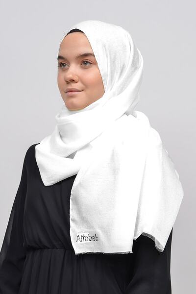 Altobeh Women's Solid Color Twinkle Glitter Hijab Shiny Evening Dress Shawl - White