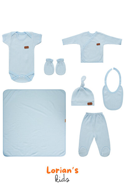 LORIAN'S Newborn Honeycomb Textured 7-Piece Blanket Bodysuit Set 100% Cotton ...