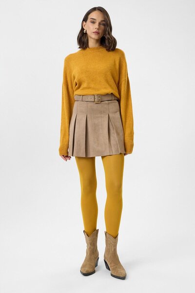 TIFFANY&TOMATO Pileli Süet Etek