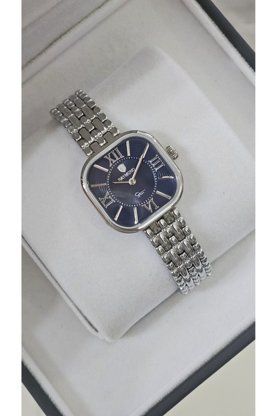 Raymond Rym-211503 Retro Square Steel Women's Watch - 2 Years Warranty Silver-Blue