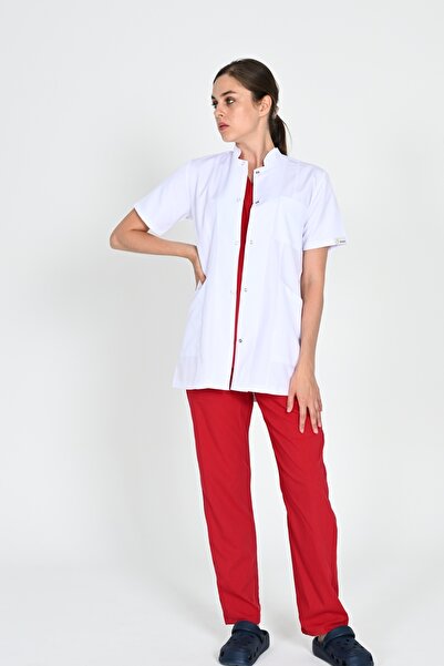 HEMİ Short Sleeve Jacket Boy Judge Collar Doctor Teacher Apron White