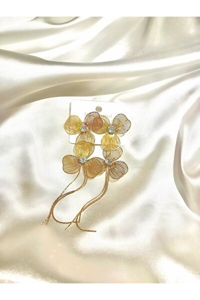 XUPING JEWELRY HANZEM XUPİNG 14 K Paslanmaz Çelik Zarif Çiçek Küpe Gold VİP Series