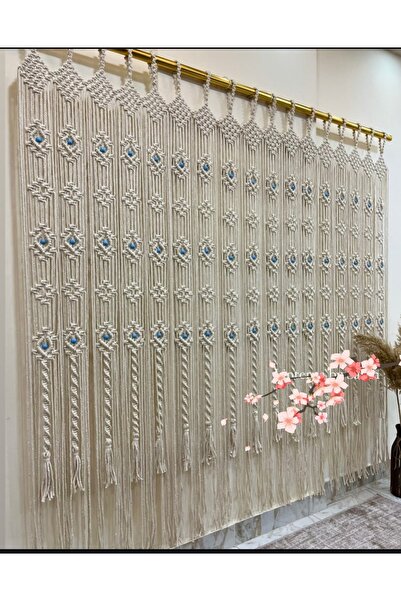 EdaTasarım Makrome Perde "Mavi Boncuk"