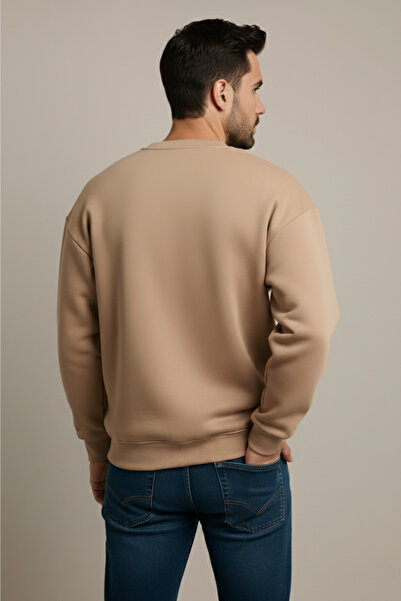 JUSTEVER Crew Neck Embroidered Raised Mink Men's Sweatshirt with Fleece Inside - Volar