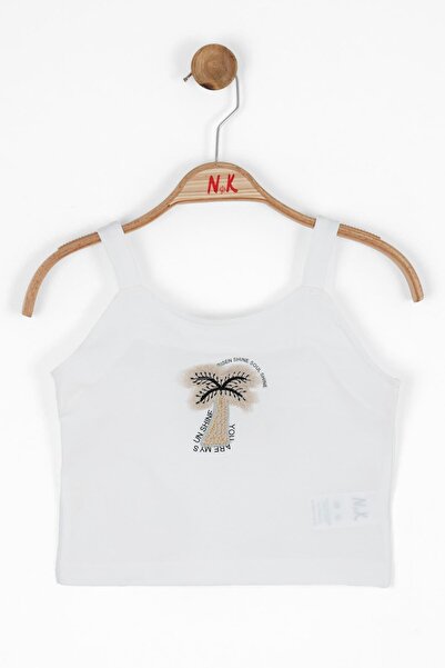 nk kids Girl's Palm Tree Embroidered Strap Crop 36400 Ecru