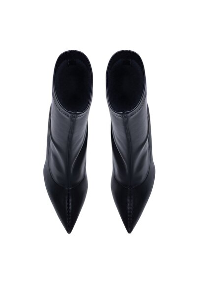 Beauty Omelette Siyah Sivri Burun Topuklu Streç Bot