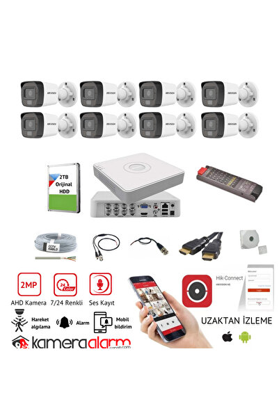 SUNVEO HIKVISION 8 Kameralı Gece Gündüz Renkli Görüşlü, Ses Kayıtlı Güvenlik ...