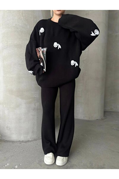 De Pose Cute Panda Patterned Knitwear Set – 6 Color Alternative Combinations