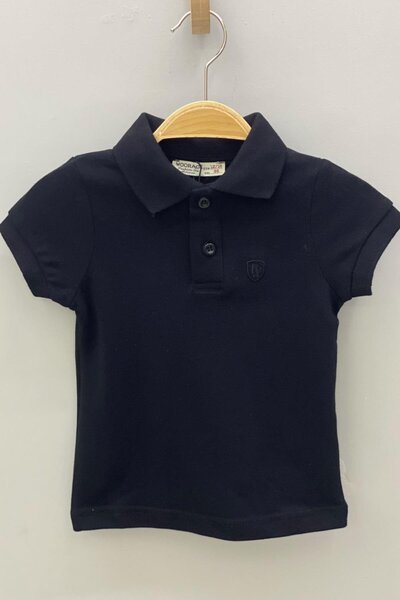 Mojo Bebek Mojo Unisex Child Buttoned Short Sleeve Lacoste T-Shirt 5281 Black