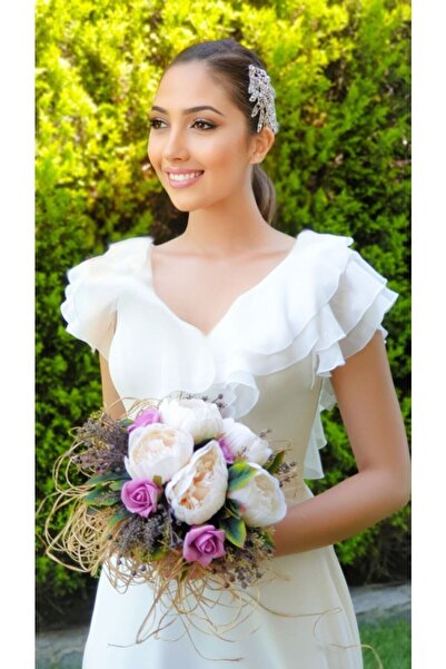 FaBe Fashion Yakası Ve Sırtı Valonlu Iç Göstermeyen Şifon Nikah Ve Dış Çekim Abiye Elbisesi