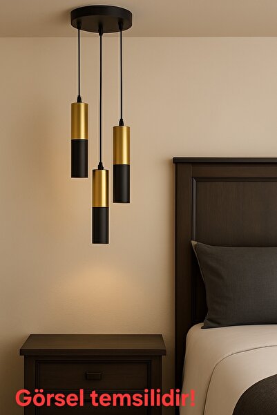 Bozyaka Aydınlatma Arya 3'lü Dekoratif Tavan Sarkıt Siyah & Eskitme Kaplama Avize (GÜN IŞIĞI LED AMPUL DAHİLDİR...)
