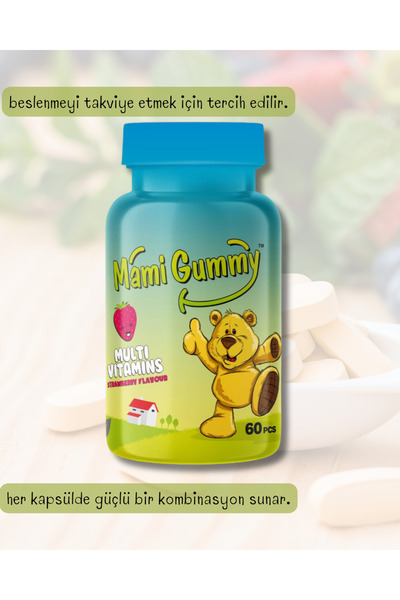 Mami Gummy Mamigummy Kids Gummies Multivitamin 60 Adet Çiğnenebilir Gummy Jel Çilek Aromalı