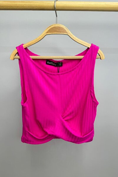 Cuties Kız Çocuk Buzzy Kumaş Göbek Dekolteli Crop 4214 Fuşya