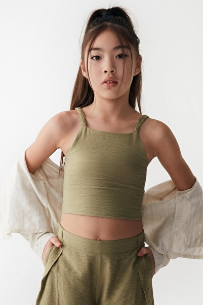 nk kids Girl's Knitted Rope Strap Crop 36340 Khaki