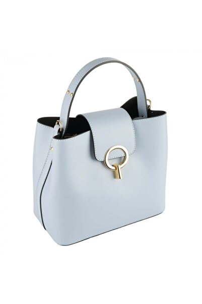 AZZURA Geantă Megan, piele 100% naturală, bleo celeste