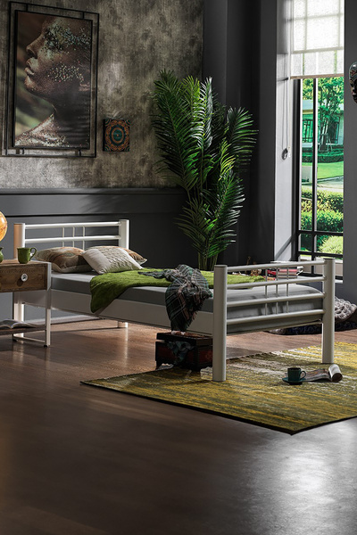 Unimet Asos Tek Kişilik Ferforje Metal Karyola-beyaz