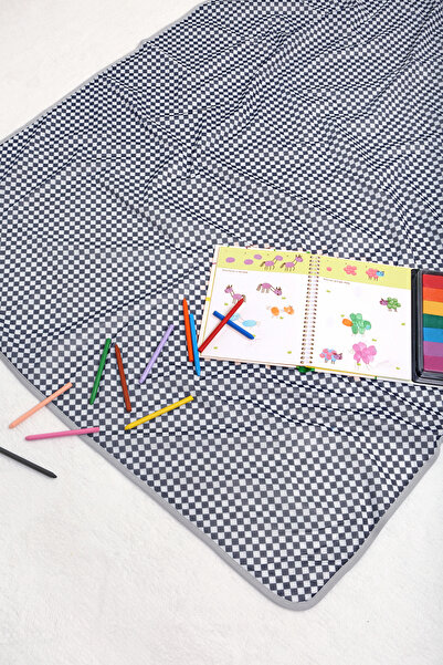 HAMUR Proof Liquid Proof 140X140 cm Baby Kids Play Event Activity Nutrition Cover Checkers Denim