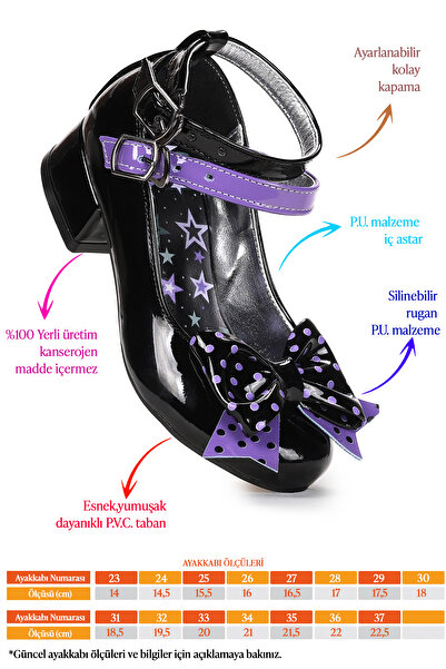 KARAMAZI Star Bow Girls' Heeled Evening Dress Shoes