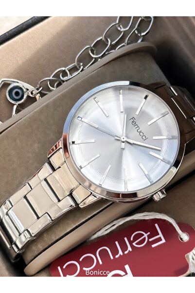 Ferrucci Çelik Kordon Gümüş Renk, Su Geçirmez, Garantili, Kadın Kol Saati+bil...
