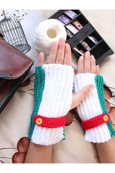 TRENDİN YOLU قفازات شتوية مصنوعة يدويًا بدون أصابع