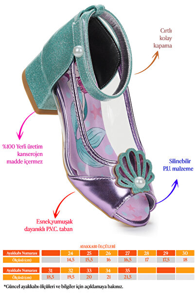 KARAMAZI Mermaid Transparent Open Toe Girls' Heeled Evening Dress Shoes