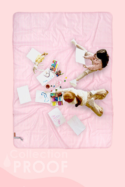 HAMUR Proof Liquid Proof 140X140 cm Baby Kids Play Activity Activity Nutrition Cover Checkerboard Powder